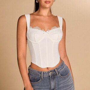 white Elegant Women's Lace Crop Top Bra